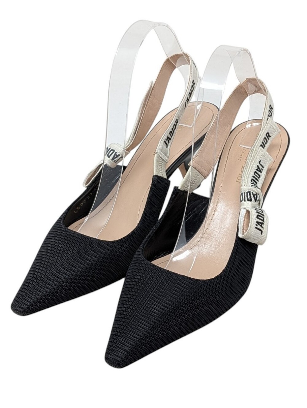 Dior Logo Black Slingback Kitten Heels J'ADIOR Ribbon Pointed Pumps Size EU 40.5 - Picture 3 of 14